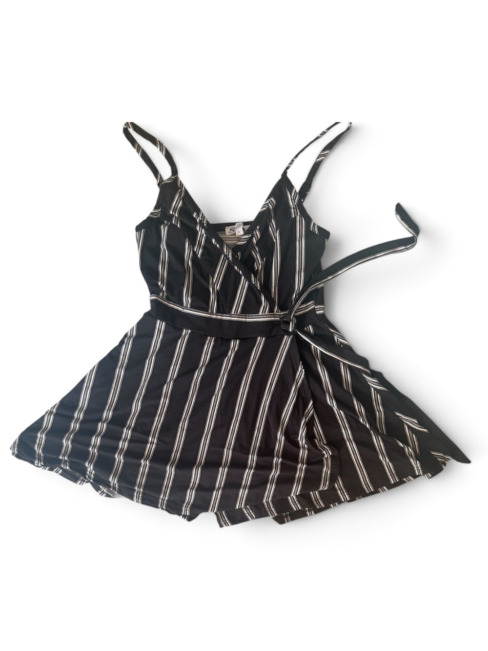 Striped Black & White Wrap Romper